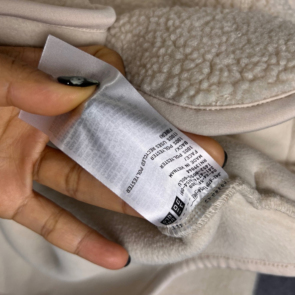 Uniqlo Fleece Cardigan Womens S Cream Excellent Button Up Sherpa Pile Jacket - Picture 8 of 9